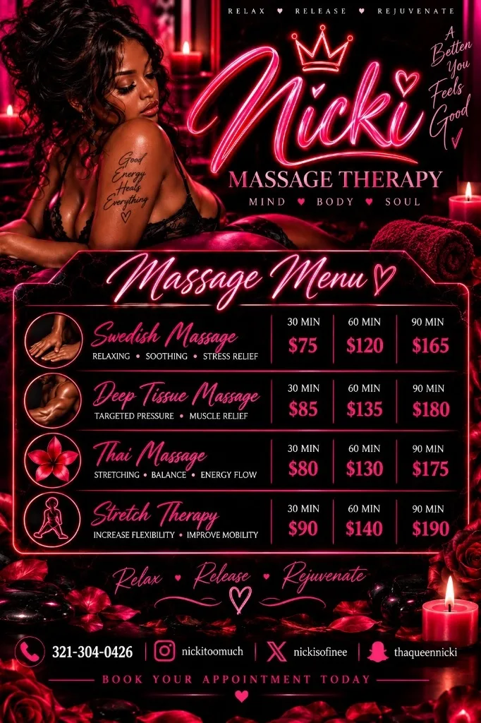 Massage Menu Available Now😫😏💦💦